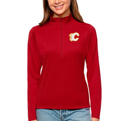 Calgary Flames Antigua Women's Tribute Quarter-Zip Pullover Top