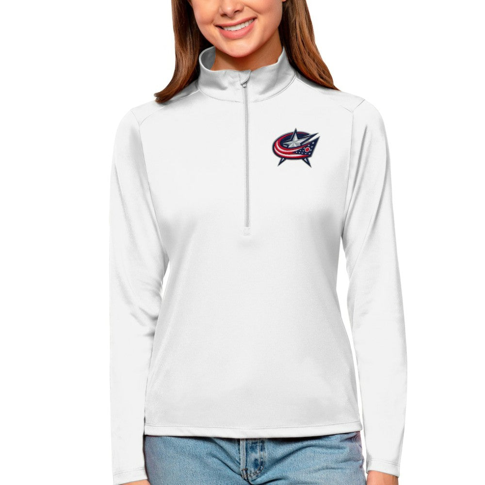 Columbus Blue Jackets Antigua Women's Tribute Quarter-Zip Pullover Top