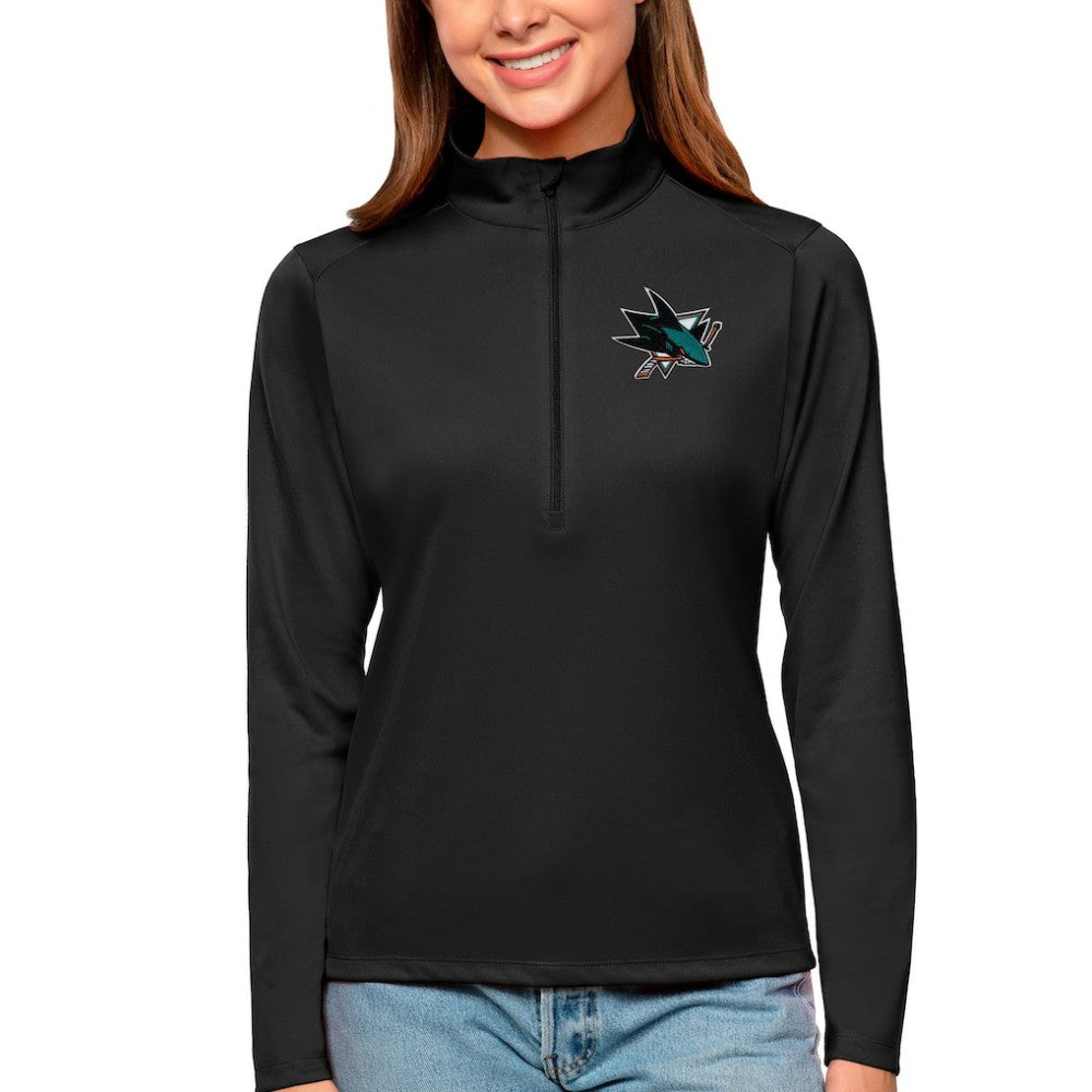 San Jose Sharks Antigua Women's Tribute Quarter-Zip Pullover Top