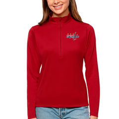 Washington Capitals Antigua Women's Tribute Quarter-Zip Pullover Top