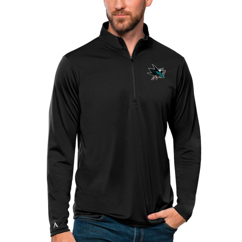 San Jose Sharks Antigua Tribute Quarter-Zip Pullover Top