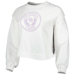 Los Angeles Lakers Lusso Women's Lola Ball and Chain Pullover Sweatshirt - White online