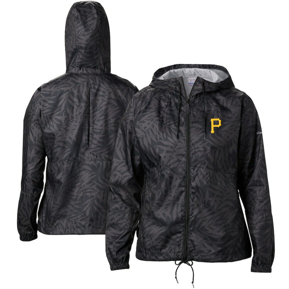 Pittsburgh Pirates Women's Team Flash Forward Full-Zip Windbreaker Jacket - Black | Columbia