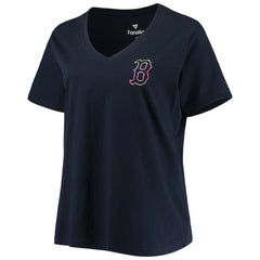 Boston Red Sox Women's Plus Size #1 Mom 2-Hit V-Neck T-Shirt - Navy