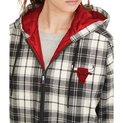Chicago Bulls Tommy Jeans Women's Molly Flannel Full-Zip Hoodie - Black/Cream on sale