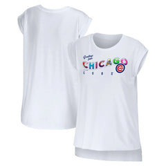 Chicago Cubs WEAR by Erin Andrews Women's Greetings From T-Shirt - White