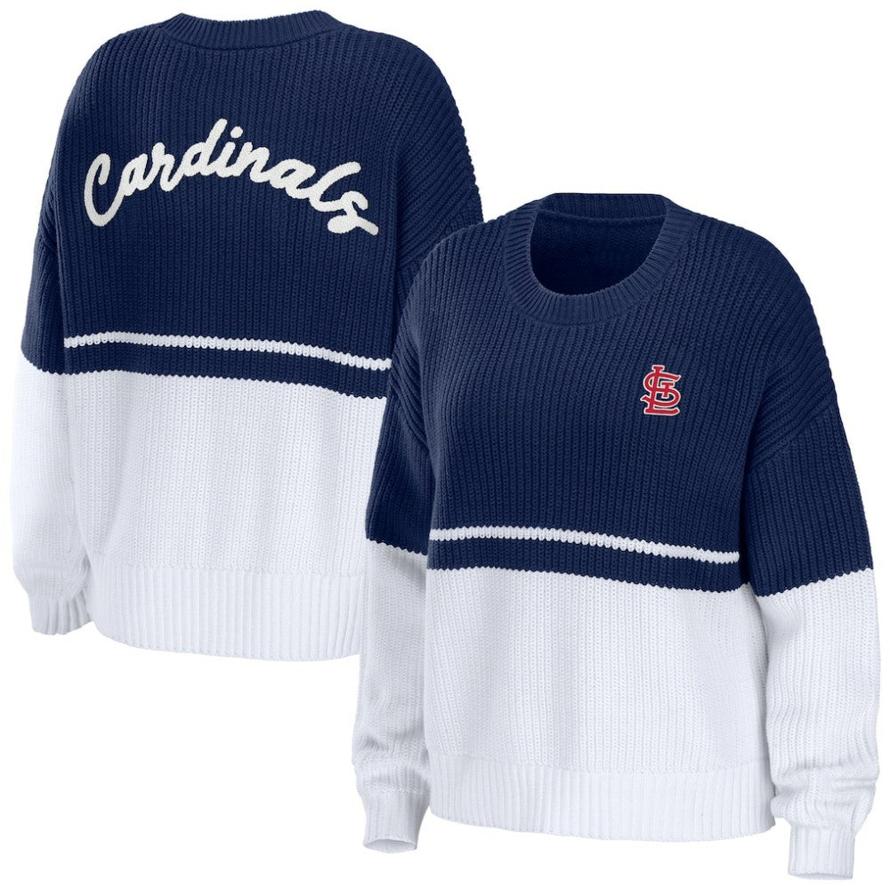 St. Louis Cardinals WEAR by Erin Andrews Women's Chunky Pullover Sweatshirt - Navy/White