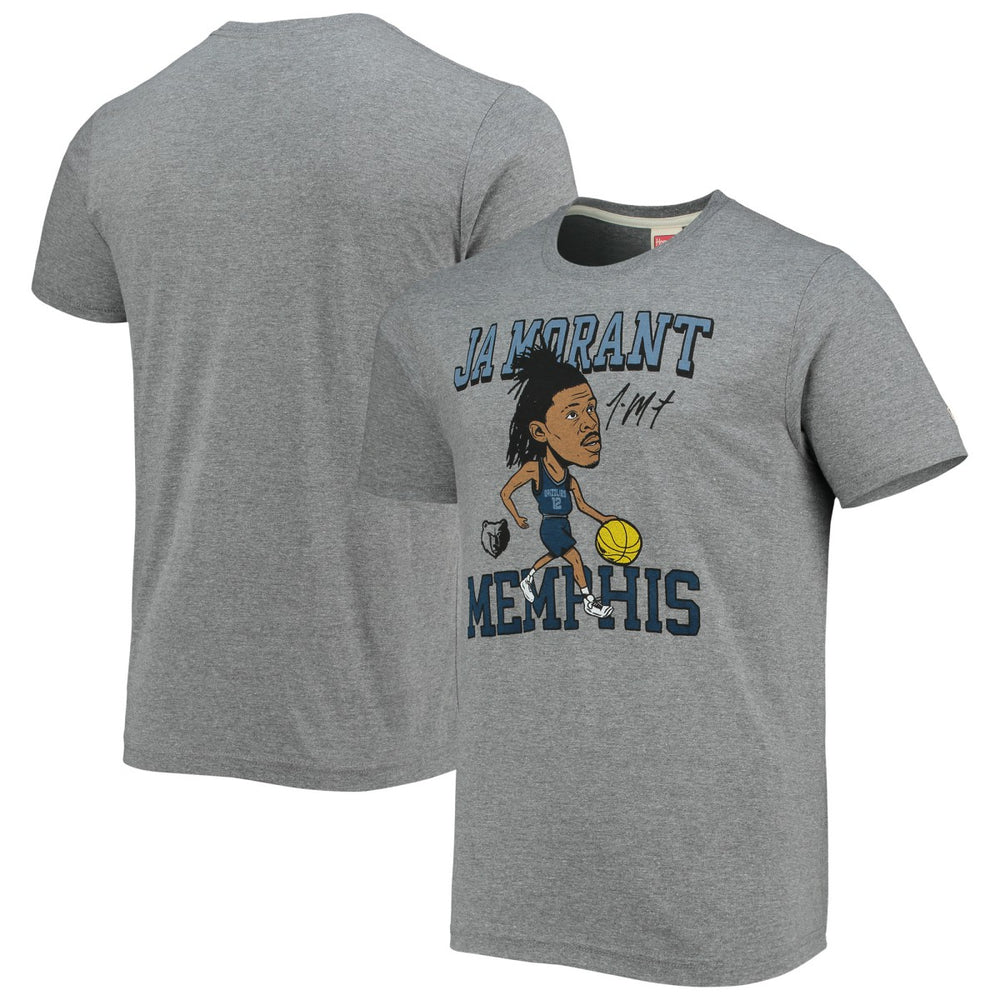 Ja Morant Memphis Grizzlies Homage Caricature Tri-Blend T-Shirt - Heathered Gray for sale