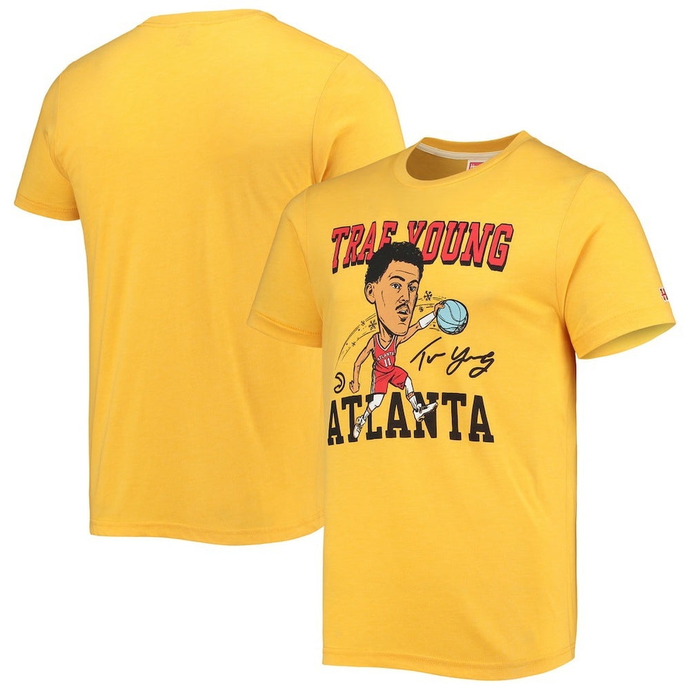 Trae Young Atlanta Hawks Homage Caricature Tri-Blend T-Shirt - Gold for sale