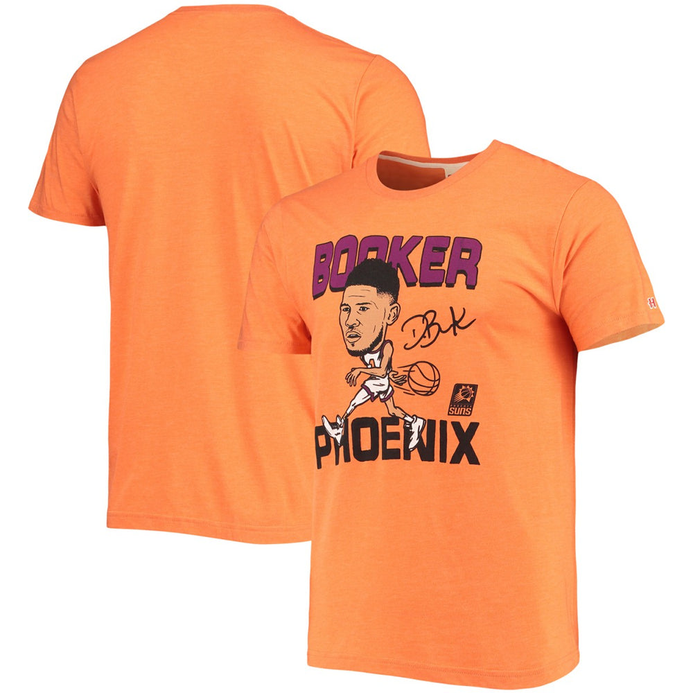 Devin Booker Phoenix Suns Homage Caricature Tri-Blend T-Shirt - Heathered Orange for sale