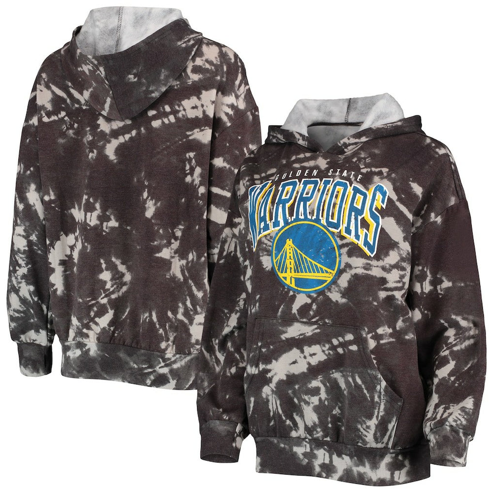 Golden State Warriors Majestic Threads Women's Burble Tie-Dye Tri-Blend Pullover Hoodie sale - Black cheap