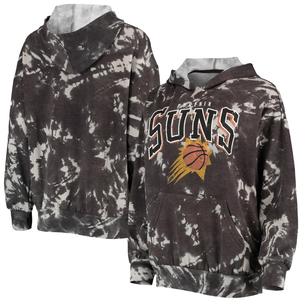 Phoenix Suns Majestic Threads Women's Burble Tie-Dye Tri-Blend Pullover Hoodie - Black shop