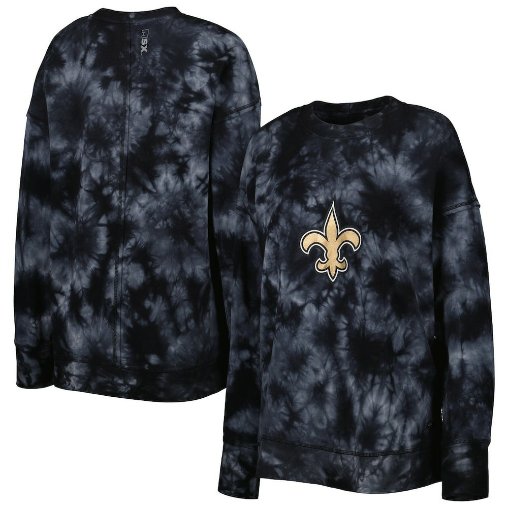 NFL New Orleans Saints MSX by Michael Strahan Women's Bailey Tie-Dye Tri-Blend Pullover Sweatshirt