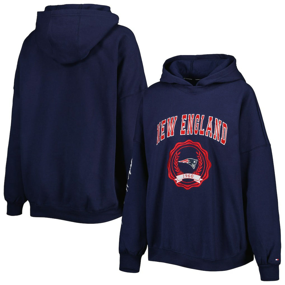 NFL New England Patriots Tommy Hilfiger Women's Becca Drop Shoulder Pullover Hoodie