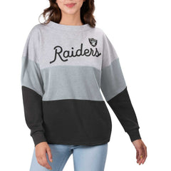 NFL Las Vegas Raiders Touch Women's Outfield Deep V-Back Waist Length Pullover Sweatshirt