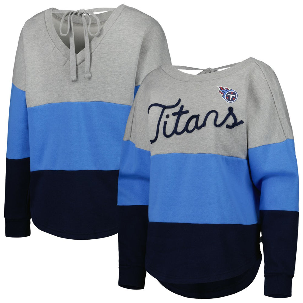 NFL Tennessee Titans Touch Women's Outfield Deep V-Back Waist Length Pullover Sweatshirt