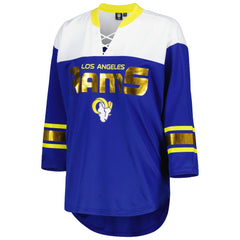 NFL Los Angeles Rams G-III 4Her by Carl Banks Women's Double Team 3/4-Sleeve Lace-Up T-Shirt