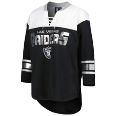 NFL Las Vegas Raiders G-III 4Her by Carl Banks Women's Double Team 3/4-Sleeve Lace-Up T-Shirt