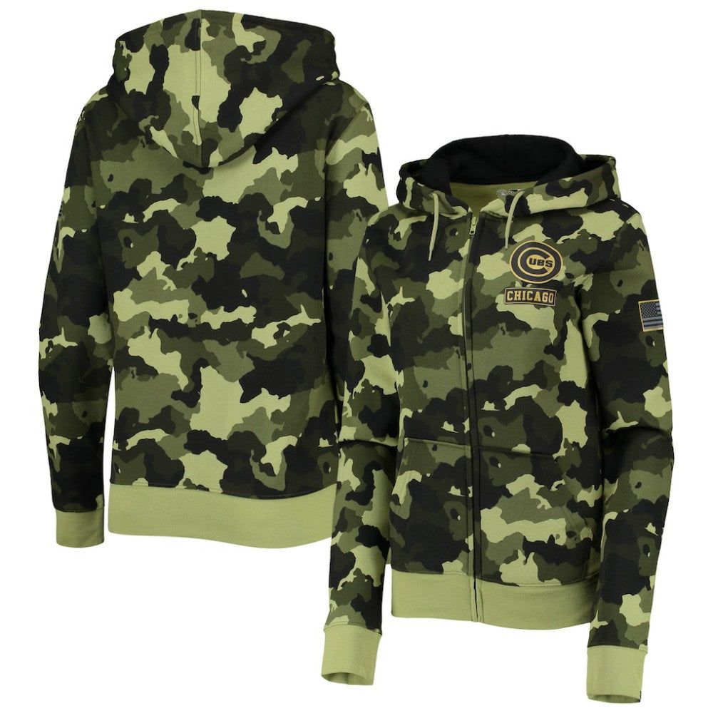 Chicago Cubs Women's 2022 MLB Armed Forces Day Camo Full-Zip Hoodie - Green | New Era