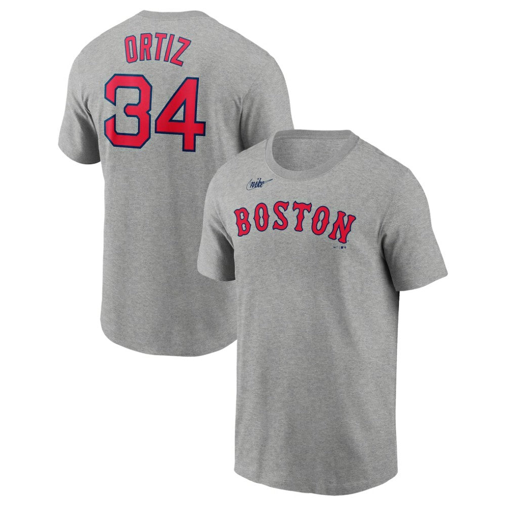 David Ortiz Boston Red Sox Name & Number T-Shirt - Heather Gray | Nike