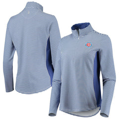 Chicago Cubs Tommy Bahama Women's Aubrey Stripe Block IslandZone Half-Zip Jacket - Royal