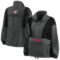 Washington Nationals WEAR by Erin Andrews Women's Packable Half-Zip Jacket - Charcoal