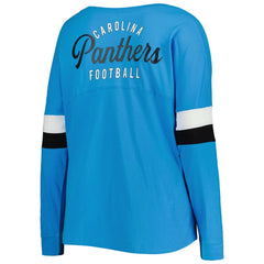 NFL Carolina Panthers Women's Plus Size Athletic Varsity Lace-Up V-Neck Long Sleeve T-Shirt