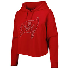 NFL Tampa Bay Buccaneers Cuce Women's Crystal Logo Cropped Pullover Hoodie