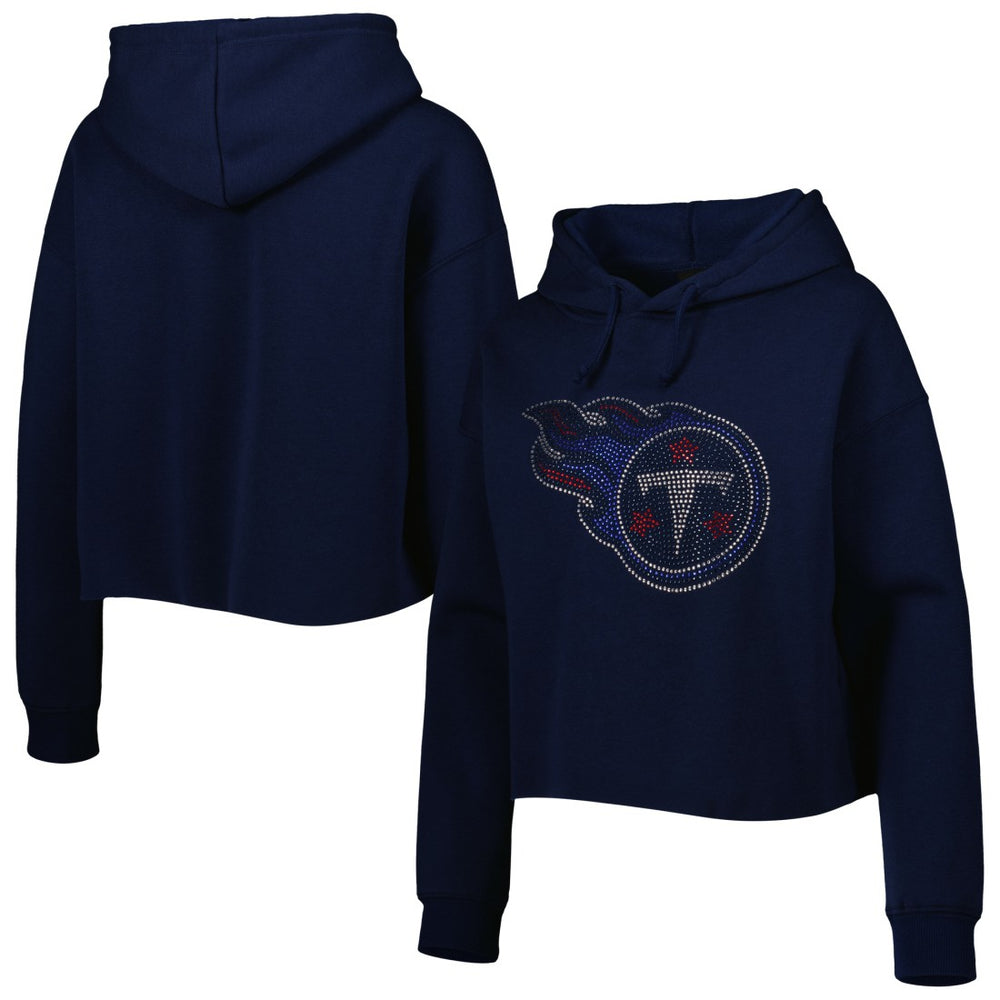 NFL Tennessee Titans Cuce Women's Crystal Logo Cropped Pullover Hoodie