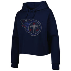 NFL Tennessee Titans Cuce Women's Crystal Logo Cropped Pullover Hoodie