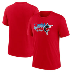 Miami Marlins City Connect Tri-Blend T-Shirt - Red | Nike