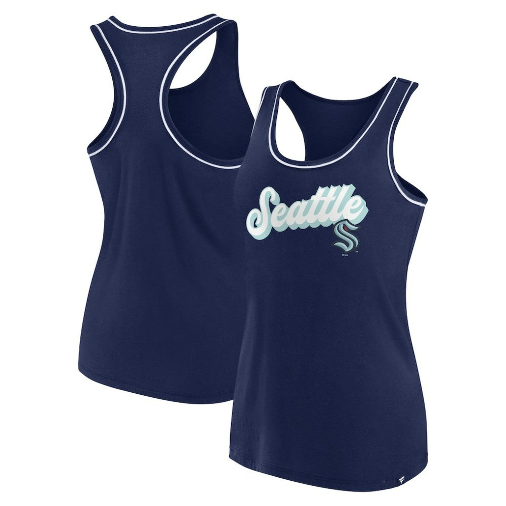 Seattle Kraken Fanatics Women's Wordmark Logo Racerback Scoop Neck Tank Top
