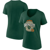 Milwaukee Bucks Women's Hometown Collection Brew City V-Neck T-Shirt - Hunter Green | Fanatics outlet