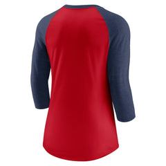 Cleveland Guardians Women's Next Up Tri-Blend Raglan 3/4-Sleeve T-Shirt - Red/Navy | Nike