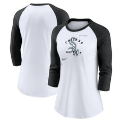 Chicago White Sox Women's Next Up Tri-Blend Raglan 3/4-Sleeve T-Shirt - White/Black | Nike