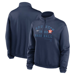 Houston Astros Women's Rewind Splice Half-Zip Semi-Cropped Bubble Hem Sweatshirt - Navy | Nike