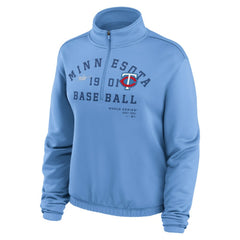 Minnesota Twins Women's Rewind Splice Half-Zip Semi-Cropped Bubble Hem Sweatshirt - Light Blue | Nike