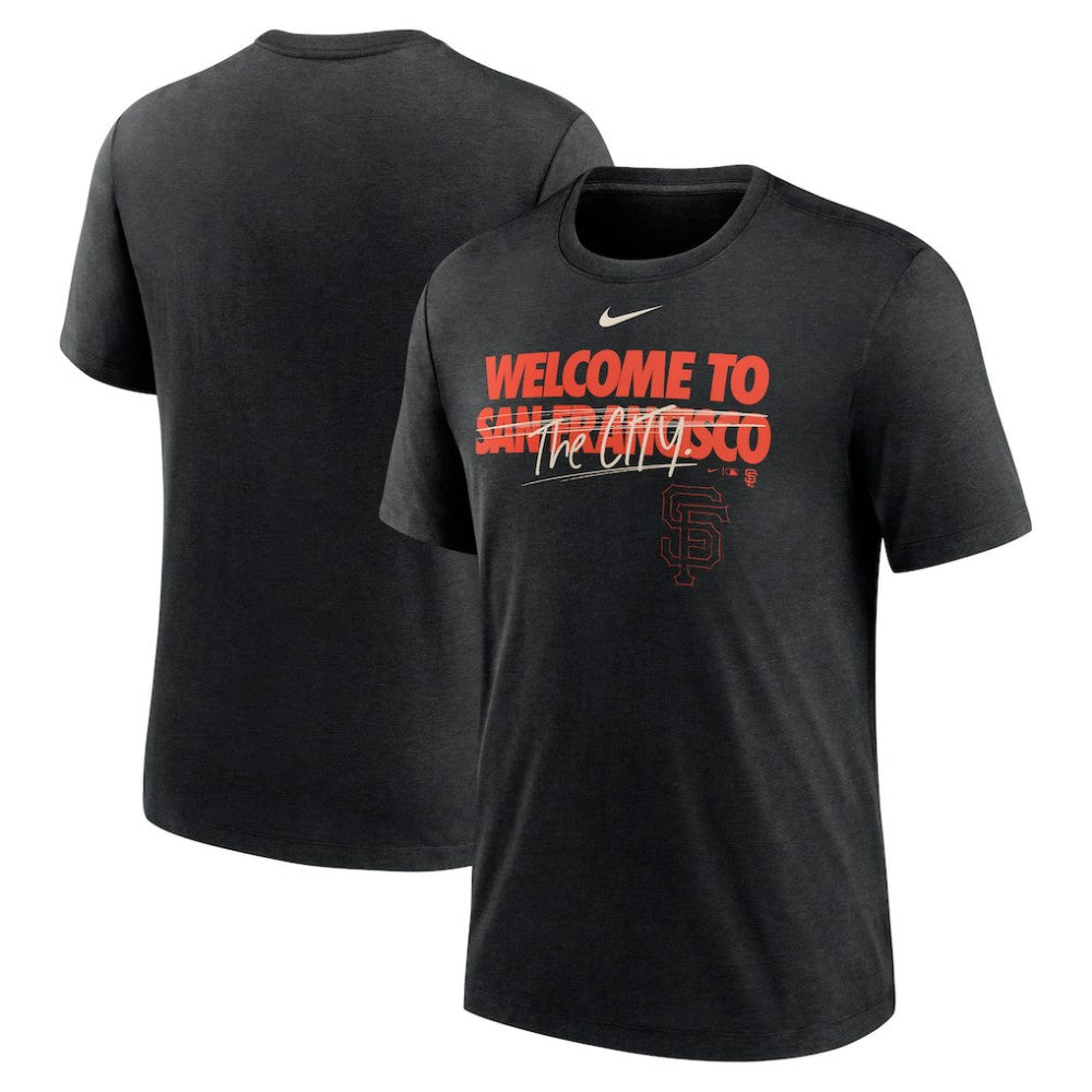 San Francisco Giants Home Spin Tri-Blend T-Shirt - Heather Black | Nike
