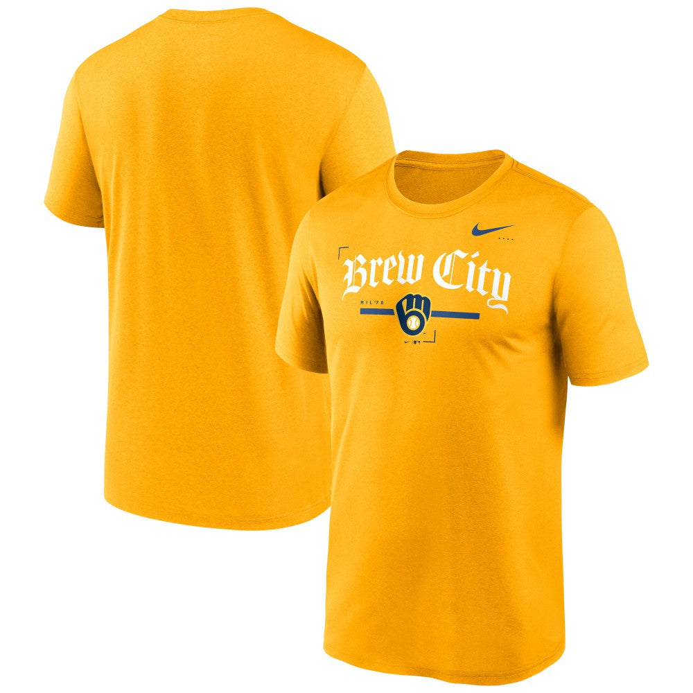 Milwaukee Brewers Local Legend Practice Performace T-Shirt - Gold | Nike