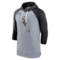 Chicago White Sox Baseball Raglan 3/4-Sleeve Pullover Hoodie - Heather Gray/Heather Black | Nike