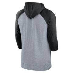 Chicago White Sox Baseball Raglan 3/4-Sleeve Pullover Hoodie - Heather Gray/Heather Black | Nike