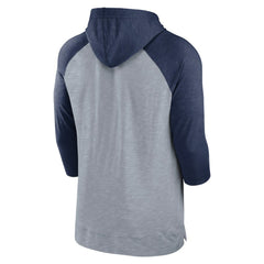 Minnesota Twins Baseball Raglan 3/4-Sleeve Pullover Hoodie - Heather Gray/Heather Navy | Nike