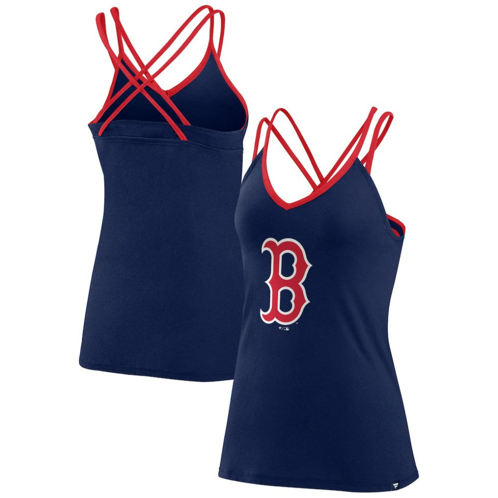 Boston Red Sox Women's Barrel It Up Cross Back V-Neck Tank Top - Navy