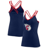Cleveland Guardians Women's Barrel It Up Cross Back V-Neck Tank Top - Navy