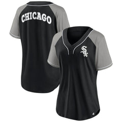 Chicago White Sox Women's Ultimate Style Raglan V-Neck T-Shirt - Black