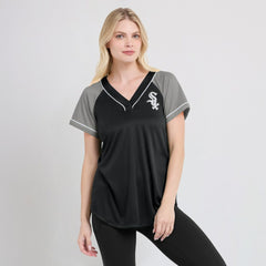 Chicago White Sox Women's Ultimate Style Raglan V-Neck T-Shirt - Black
