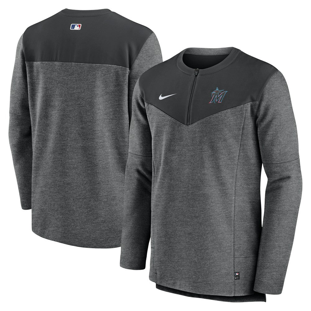 Miami Marlins Authentic Collection Game Time Performance Half-Zip Top - Black | Nike