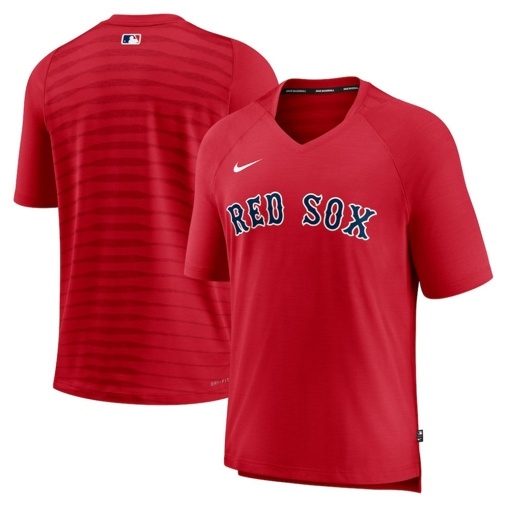 Boston Red Sox Authentic Collection Pregame Raglan Performance V-Neck T-Shirt - Red | Nike