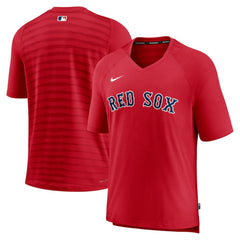 Boston Red Sox Authentic Collection Pregame Raglan Performance V-Neck T-Shirt - Red | Nike