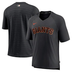 San Francisco Giants Authentic Collection Pregame Raglan Performance V-Neck T-Shirt - Black | Nike